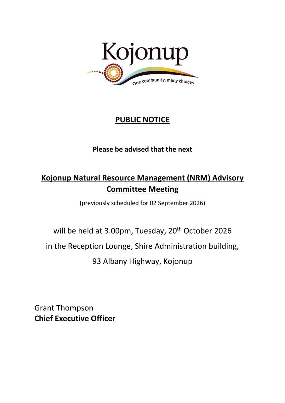 Public Notice - NRM Meeting - 20 October 2026